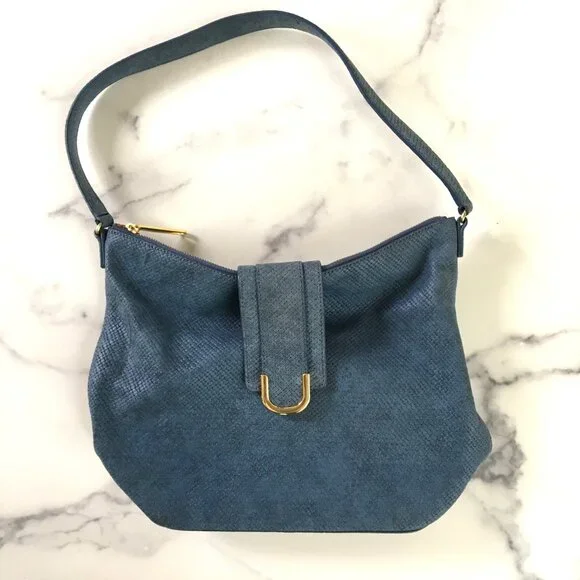 Talbots Woven Leather Hobo Style Shoulder Bag, Cornflower Blue - Picture 3 of 15